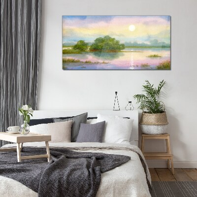 Tableau sur verre Un paysage paisible au bord de l'eau