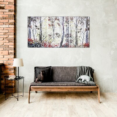 Tableau sur verre Brouillard forestier