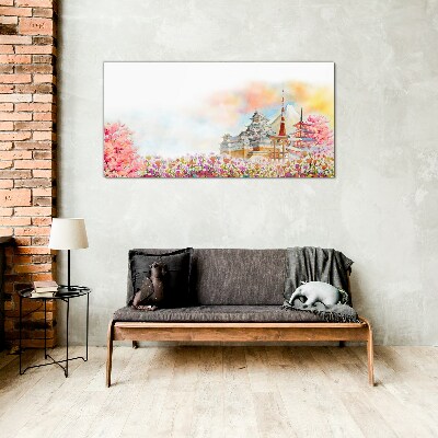 Tableau verre imprimé Paysage printanier japonais