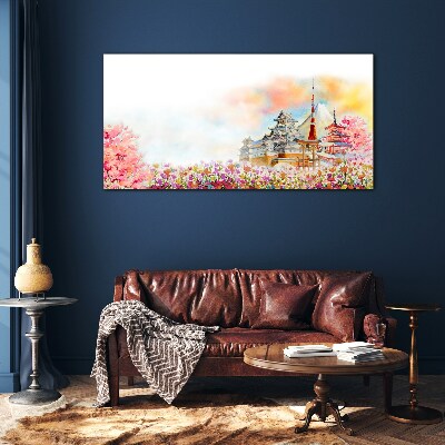 Tableau verre imprimé Paysage printanier japonais