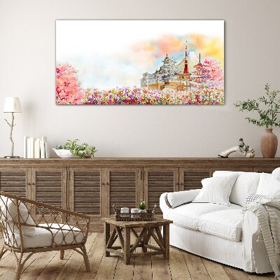 Tableau verre imprimé Paysage printanier japonais