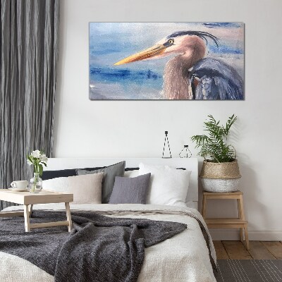 Tableau photo sur verre Portrait d'un héron au bord de l'eau