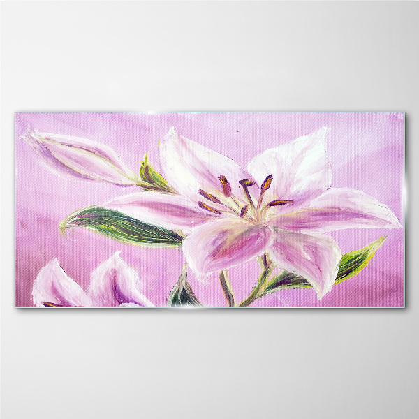 Tableau photo sur verre Lys roses sur fond pastel