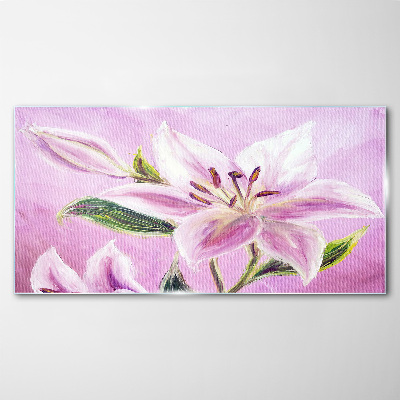 Tableau photo sur verre Lys roses sur fond pastel