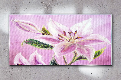 Tableau photo sur verre Lys roses sur fond pastel
