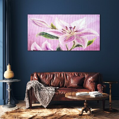 Tableau photo sur verre Lys roses sur fond pastel