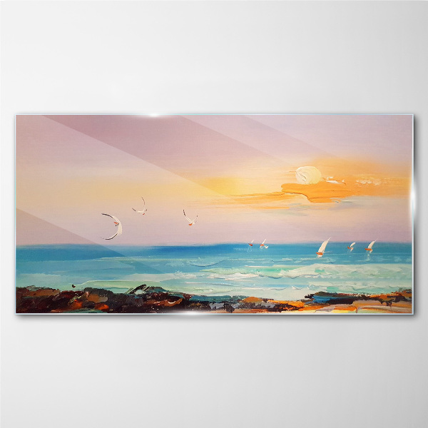 Tableau sur verre Un coucher de soleil paisible sur la mer
