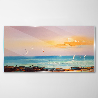 Tableau sur verre Un coucher de soleil paisible sur la mer