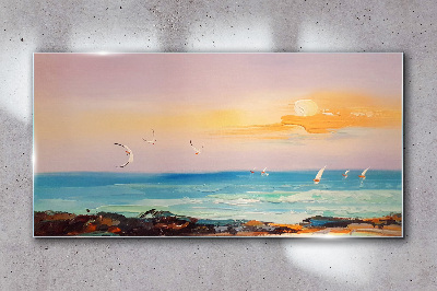 Tableau sur verre Un coucher de soleil paisible sur la mer