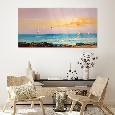 Tableau sur verre Un coucher de soleil paisible sur la mer