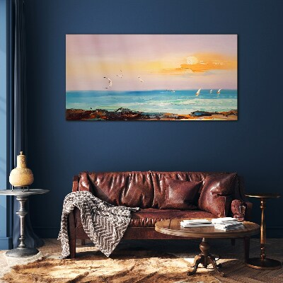 Tableau sur verre Un coucher de soleil paisible sur la mer