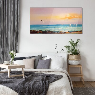 Tableau sur verre Un coucher de soleil paisible sur la mer