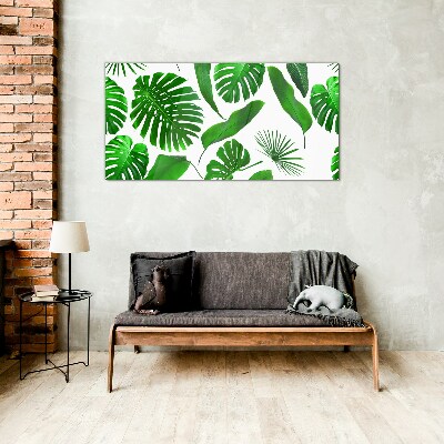 Tableau sur verre Vert tropical dans les feuilles