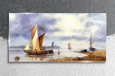 Tableau imprimé sur verre Un port tranquille avec des voiliers