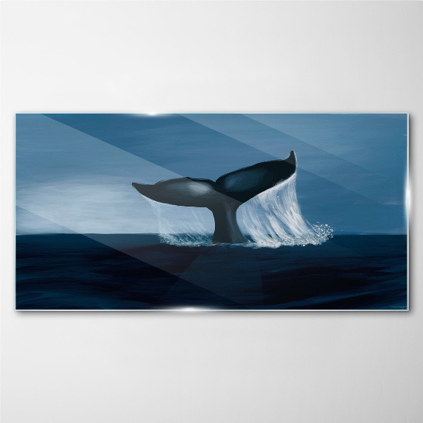Tableau photo sur verre Une vague de baleine dans la mer