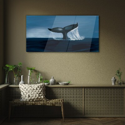 Tableau photo sur verre Une vague de baleine dans la mer