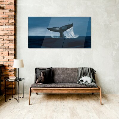 Tableau photo sur verre Une vague de baleine dans la mer