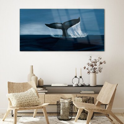 Tableau photo sur verre Une vague de baleine dans la mer