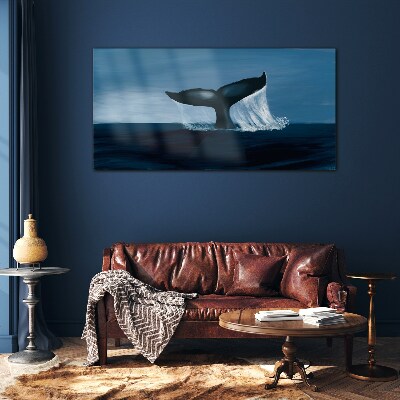 Tableau photo sur verre Une vague de baleine dans la mer