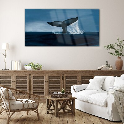 Tableau photo sur verre Une vague de baleine dans la mer