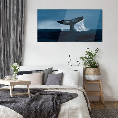 Tableau photo sur verre Une vague de baleine dans la mer