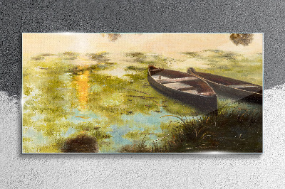 Tableau en verre Une matinée tranquille au bord du lac