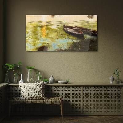 Tableau en verre Une matinée tranquille au bord du lac