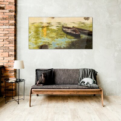 Tableau en verre Une matinée tranquille au bord du lac