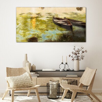 Tableau en verre Une matinée tranquille au bord du lac