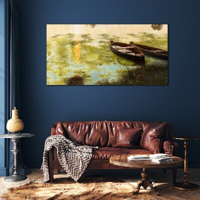 Tableau en verre Une matinée tranquille au bord du lac