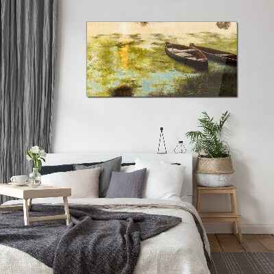 Tableau en verre Une matinée tranquille au bord du lac