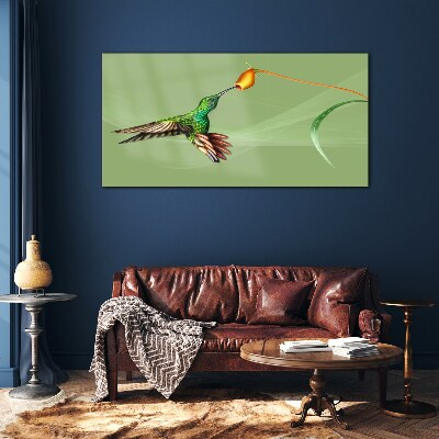 Tableau verre imprimé Colibri sur une fleur