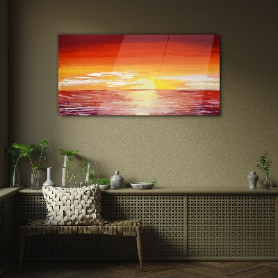Tableau en verre Coucher de soleil sur la mer