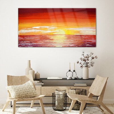 Tableau en verre Coucher de soleil sur la mer