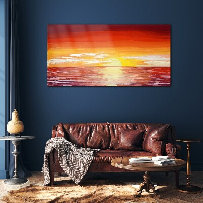 Tableau en verre Coucher de soleil sur la mer