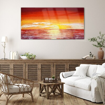 Tableau en verre Coucher de soleil sur la mer