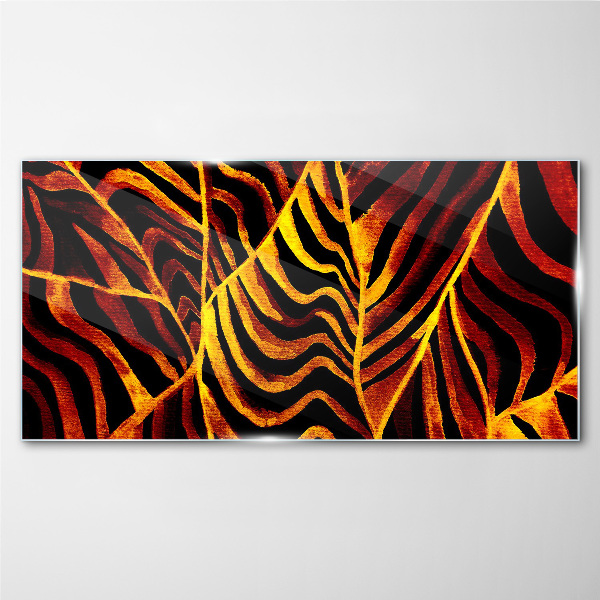 Tableau photo sur verre Feuilles dorées en feu