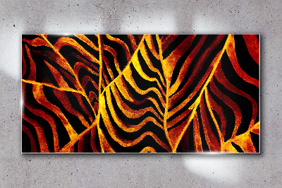 Tableau photo sur verre Feuilles dorées en feu