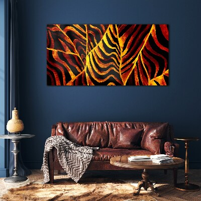 Tableau photo sur verre Feuilles dorées en feu
