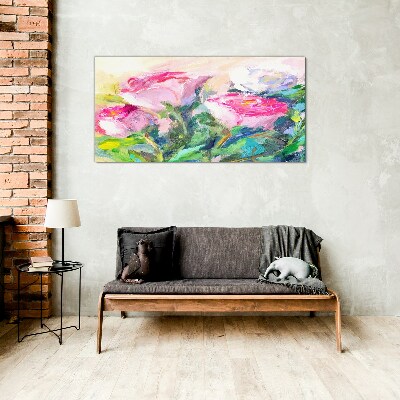 Tableau photo sur verre Composition florale aux tons pastel