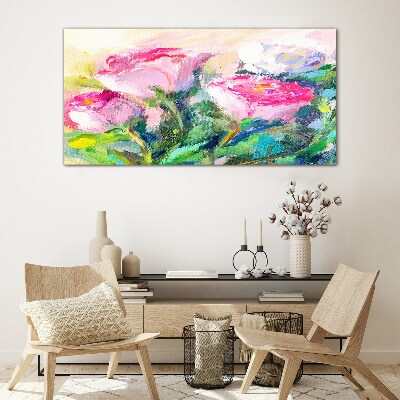 Tableau photo sur verre Composition florale aux tons pastel