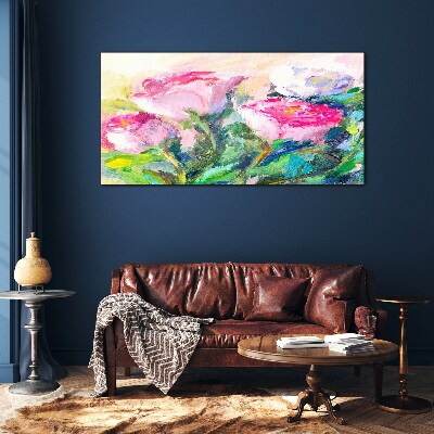 Tableau photo sur verre Composition florale aux tons pastel