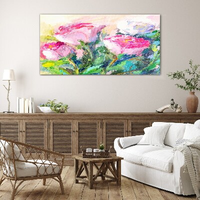 Tableau photo sur verre Composition florale aux tons pastel