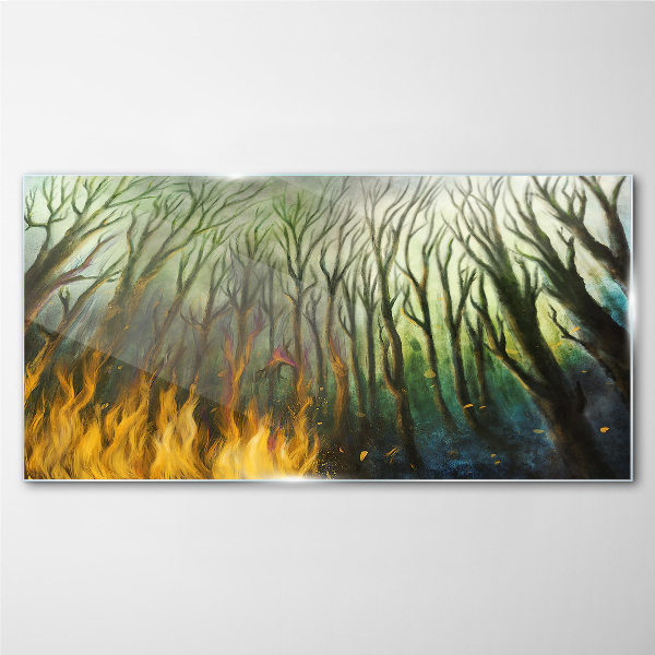 Tableau imprimé sur verre Forêt en flammes