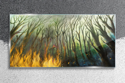 Tableau imprimé sur verre Forêt en flammes