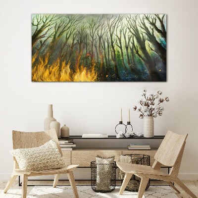 Tableau imprimé sur verre Forêt en flammes