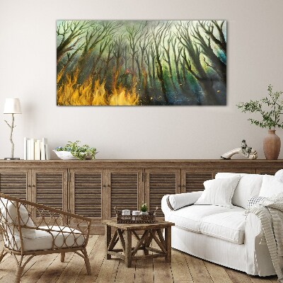 Tableau imprimé sur verre Forêt en flammes