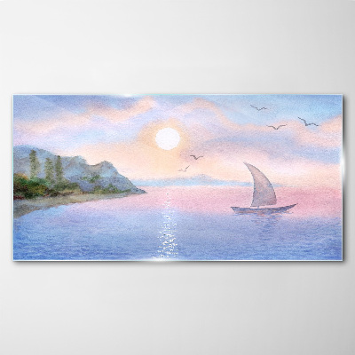 Tableau photo sur verre Un paysage paisible de coucher de soleil sur la mer