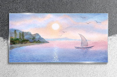 Tableau photo sur verre Un paysage paisible de coucher de soleil sur la mer