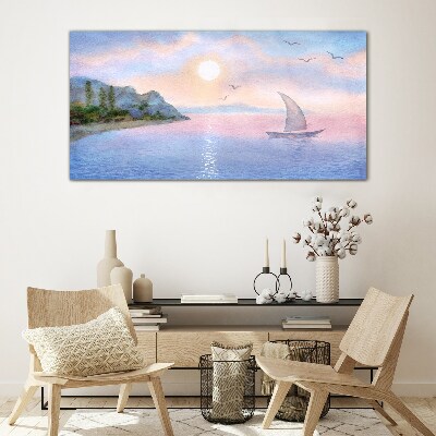 Tableau photo sur verre Un paysage paisible de coucher de soleil sur la mer
